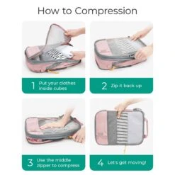 Bagsmart 6-In-1 Compression Packing Cubes 35 Bagsmart 6-In-1 Compression Packing Cubes -Fashion Bag Store Bagsmart 6 In 1 Compression Packing Cubes Brier Rose 4