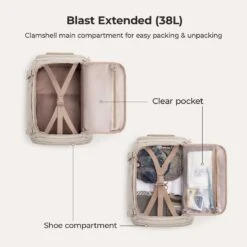 Bagsmart Blast Quick Access Carry On Travel Backpack Extended 38L -Fashion Bag Store Bagsmart Blast Quick Access Carry On Travel Backpack Extended 38L Beige 8