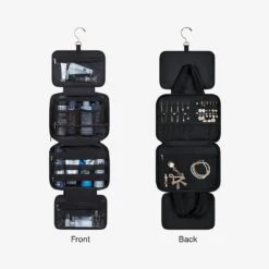 Bagsmart Zora Spacesaver Puffy Multi-Functional Toiletry Bag Medium -Fashion Bag Store Bagsmart Zora Spacesaver Puffy Multi Functional Toiletry Bag Medium Black 5