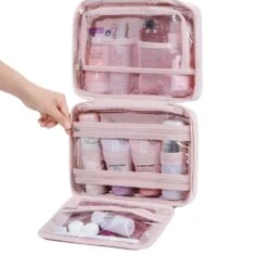 Bagsmart Zora Spacesaver Puffy Multi-Functional Toiletry Bag Medium -Fashion Bag Store Bagsmart Zora Spacesaver Puffy Multi Functional Toiletry Bag Medium Pink 2