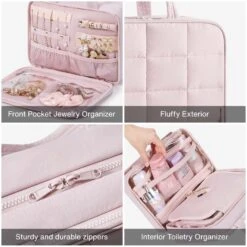 Bagsmart Zora Spacesaver Puffy Multi-Functional Toiletry Bag Medium -Fashion Bag Store Bagsmart Zora Spacesaver Puffy Multi Functional Toiletry Bag Medium Pink 7