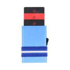 C-Secure Aluminum Cardholder With Money Band -Fashion Bag Store C Secure Aluminum Cardholder With Money Band Dark Blue 647CBlue Stripes 2